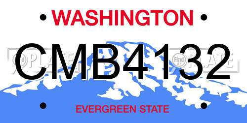 CMB4132 Washington License Plate