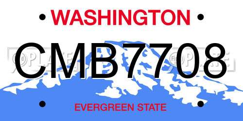 CMB7708 Washington License Plate