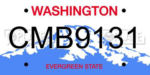 CMB9131 Washington License Plate