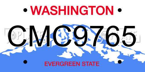 CMC9765 Washington License Plate