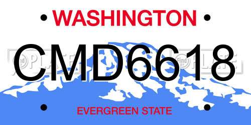 CMD6618 Washington License Plate