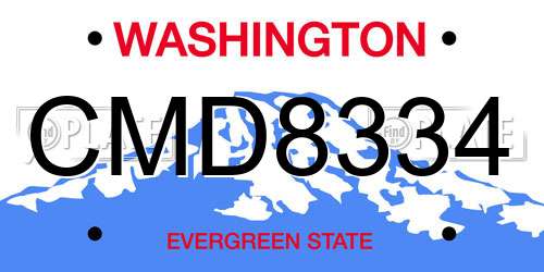 CMD8334 Washington License Plate