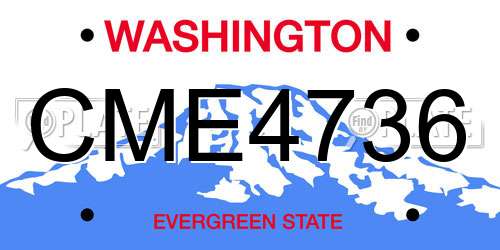 CME4736 Washington License Plate