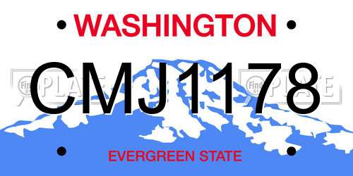 CMJ1178 Washington License Plate