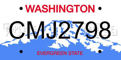 CMJ2798 Washington License Plate