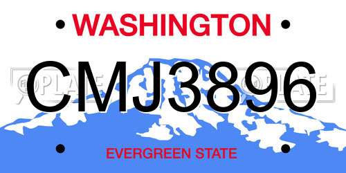 CMJ3896 Washington License Plate