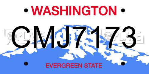 CMJ7173 Washington License Plate