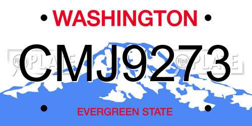 CMJ9273 Washington License Plate