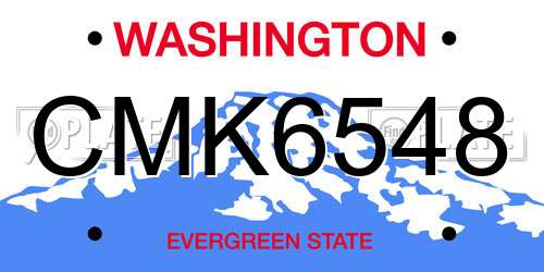 CMK6548 Washington License Plate