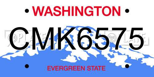 CMK6575 Washington License Plate