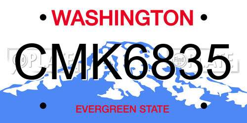 CMK6835 Washington License Plate