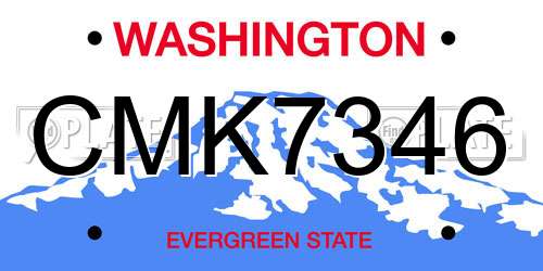 CMK7346 Washington License Plate