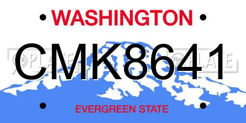 CMK8641 Washington License Plate