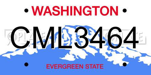 CML3464 Washington License Plate