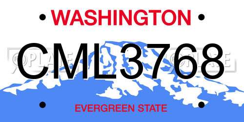 CML3768 Washington License Plate