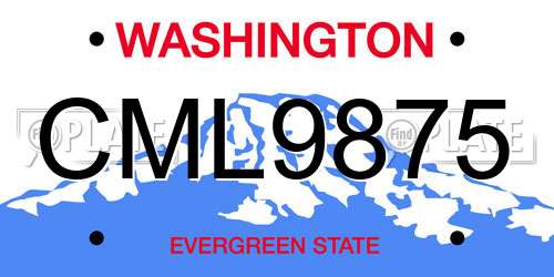CML9875 Washington License Plate