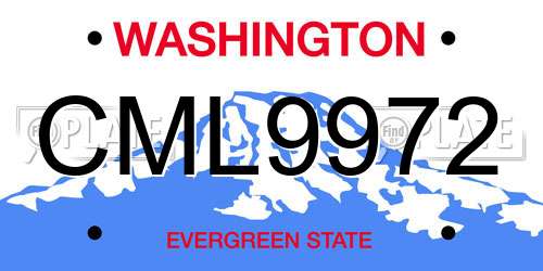 CML9972 Washington License Plate
