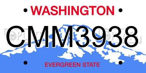 CMM3938 Washington License Plate