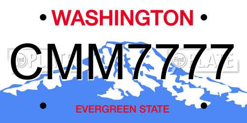 CMM7777 Washington License Plate