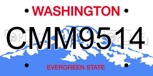 CMM9514 Washington License Plate