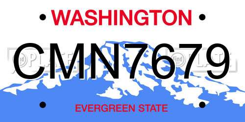 CMN7679 Washington License Plate