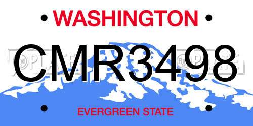 CMR3498 Washington License Plate