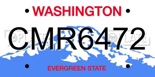 CMR6472 Washington License Plate