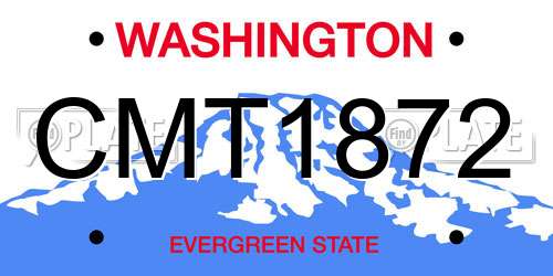 CMT1872 Washington License Plate