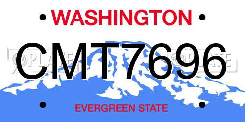 CMT7696 Washington License Plate