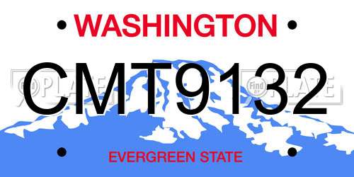 CMT9132 Washington License Plate
