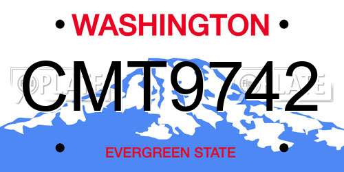 CMT9742 Washington License Plate