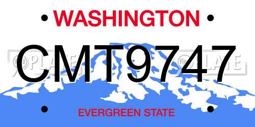 CMT9747 Washington License Plate
