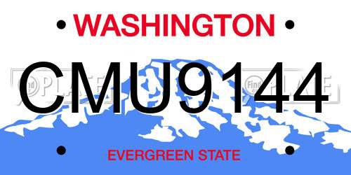 CMU9144 Washington License Plate