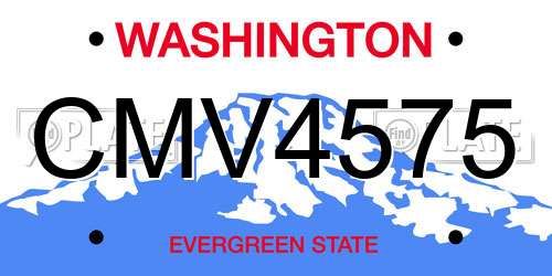 CMV4575 Washington License Plate