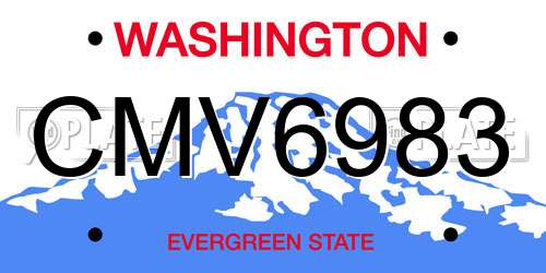 CMV6983 Washington License Plate
