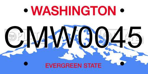 CMW0045 Washington License Plate