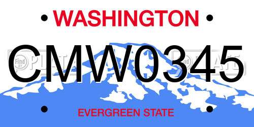 CMW0345 Washington License Plate