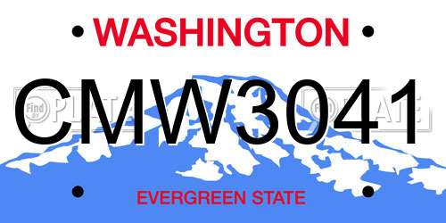 CMW3041 Washington License Plate