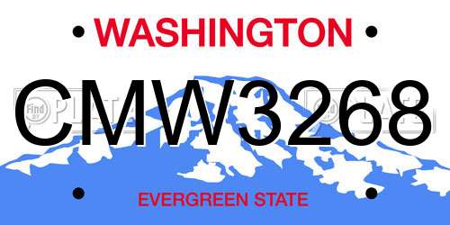 CMW3268 Washington License Plate