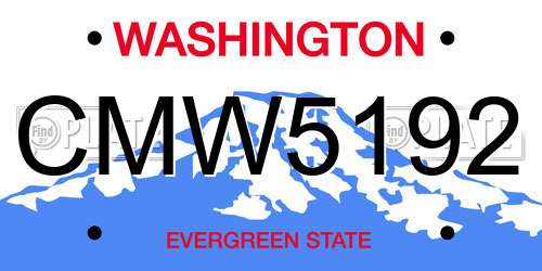 CMW5192 Washington License Plate