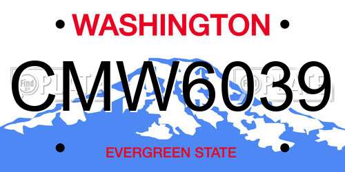 CMW6039 Washington License Plate