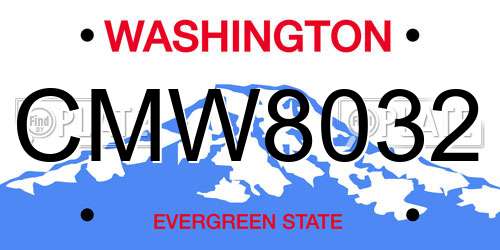CMW8032 Washington License Plate