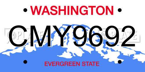 CMY9692 Washington License Plate