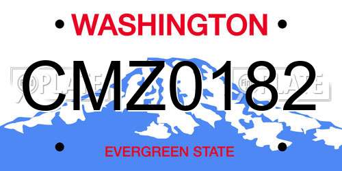 CMZ0182 Washington License Plate