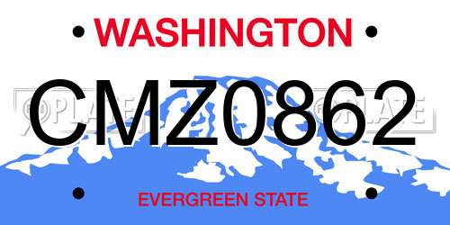 CMZ0862 Washington License Plate