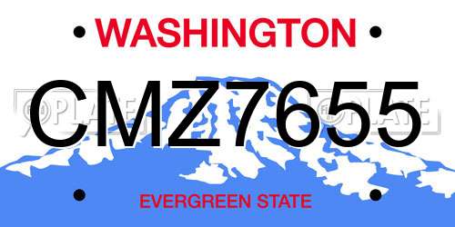 CMZ7655 Washington License Plate