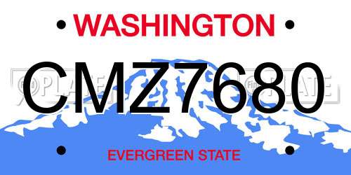 CMZ7680 Washington License Plate