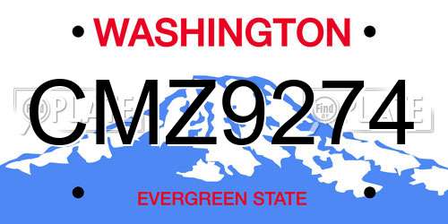 CMZ9274 Washington License Plate
