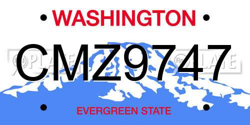 CMZ9747 Washington License Plate