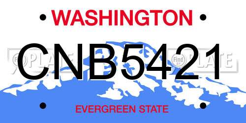 CNB5421 Washington License Plate